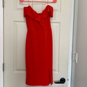 Bright orange slim fitting dress